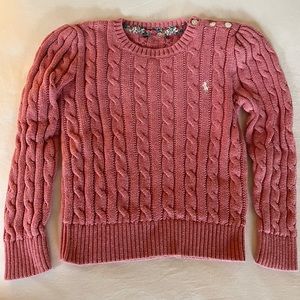 Ralph Lauren Girls Pink Cable Knit Sweater, size 6.